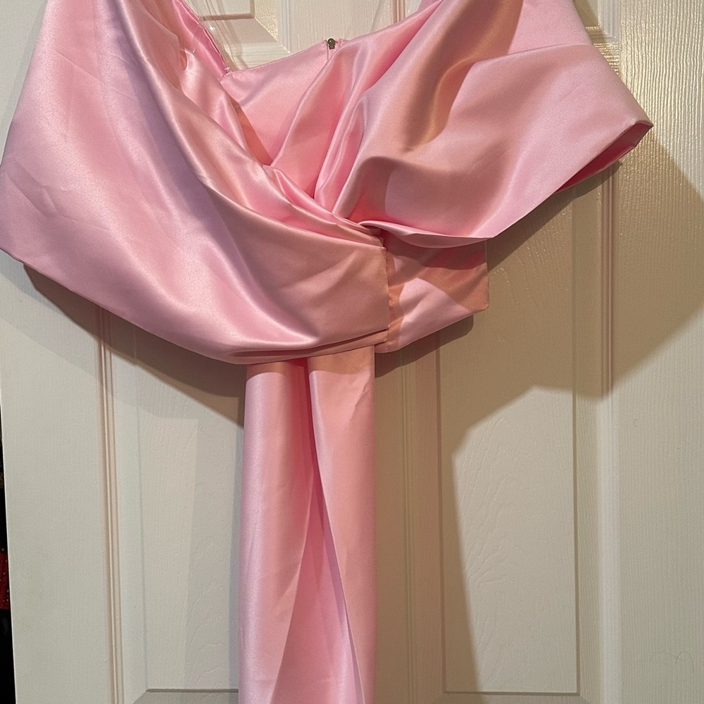 Asymmetrical Pink Tie Front Blouse